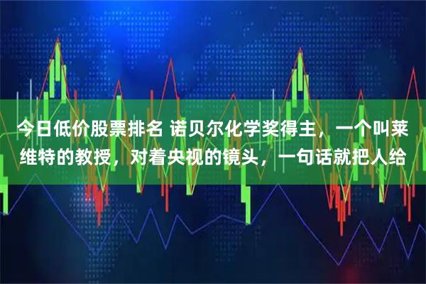 今日低价股票排名 诺贝尔化学奖得主，一个叫莱维特的教授，对着央视的镜头，一句话就把人给